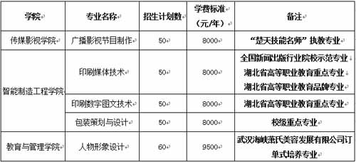 武汉信息传播职业技术学院2021年单招招生专业、计划、学费标准分别是?